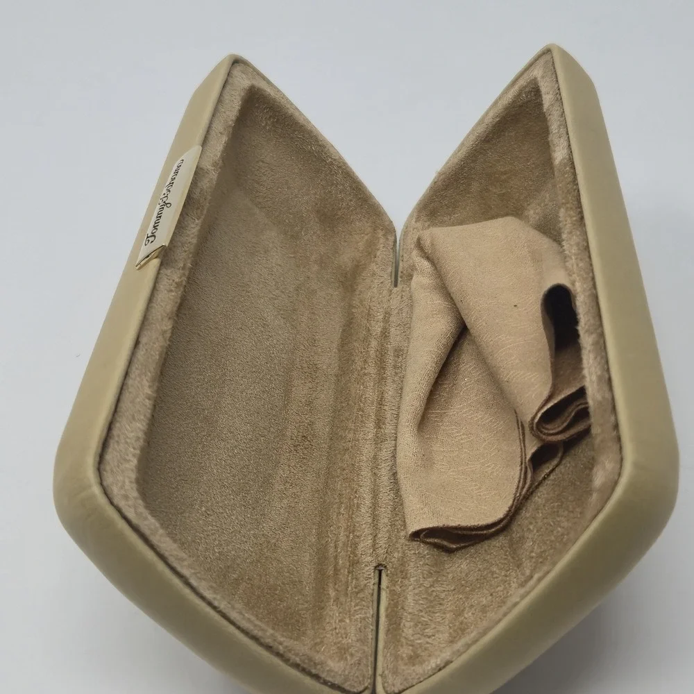 Tommy Bahama Sunglasses Case Hard Shell Tan Beige with Branded Cleaning Cloth